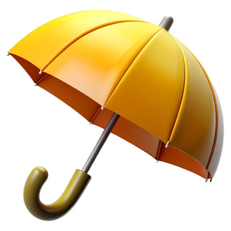 yellow umbrella isolated on white background. 3D render.の素材
