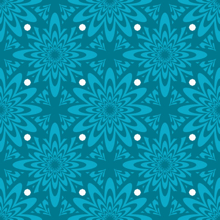 Seamless pattern with mandalas in turquoise colorsのイラスト素材