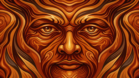 Vector illustration of a face of a man in a woodcut styleのイラスト素材