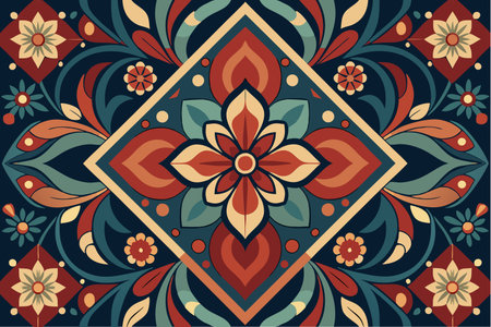 Seamless pattern with decorative floral ornament. Vector illustration in retro style