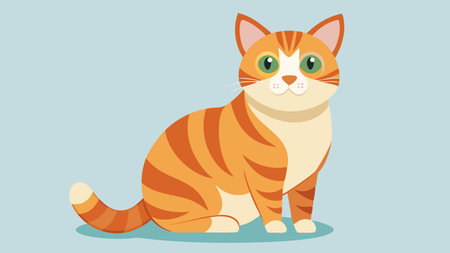 Cute cat on a blue background. Vector illustration in flat style.のイラスト素材