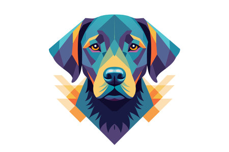 Labrador Retriever dog head vector illustration isolated on white background.のイラスト素材