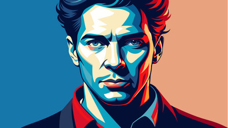 Portrait of a handsome man in pop art style. Vector illustration.