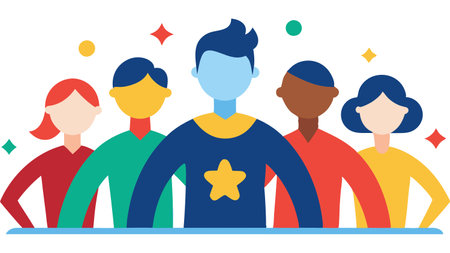 Group of people in flat style. Teamwork concept. Vector illustration