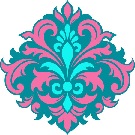 Damask vector floral pattern with arabesque and oriental elements. Abstract traditional ornamentのイラスト素材