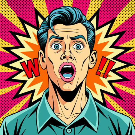 A surprised expression in pop art style. Pop art retro vector illustration vintage kitschのイラスト素材