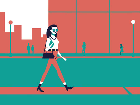 woman walking in the city street vector illustration eps 10 file.のイラスト素材