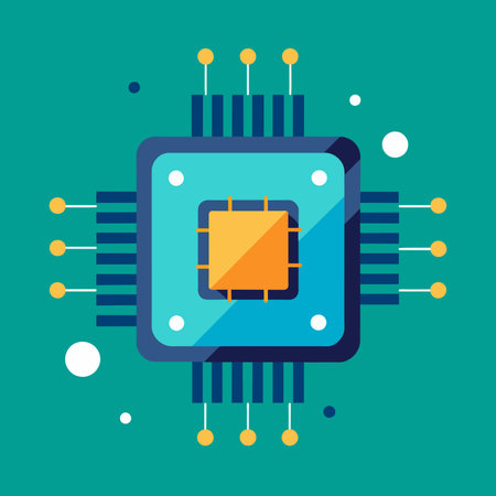 Microchip vector illustration. Microprocessor flat design. Microchip icon.のイラスト素材
