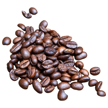 Coffee beans isolated on white background. Clipping path included.の写真素材