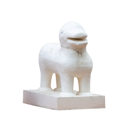 lion statue isolated on white background,clipping path included.の写真素材