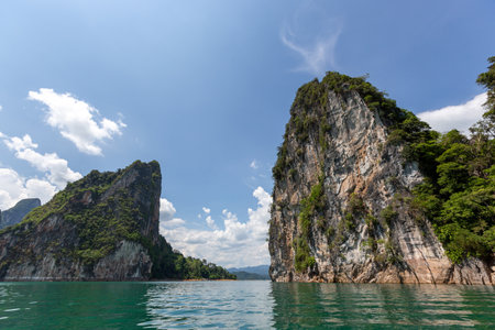 The magnificent large rocky mountain of Khao Sok National Park, Surat Thani, Thailand