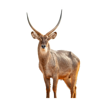 Waterbuck isolated on a white background. Clipping path included.の写真素材