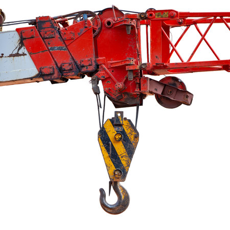Crane hook isolated on white background with clipping path. Industrial equipment.