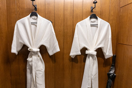 Cotton dress shirts hanging in a fashion boutique