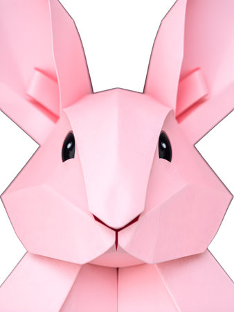 A cute pink vector cartoon rabbit with big ears and a heart for a fun Easter or Valentine's Day baby illustrationの素材