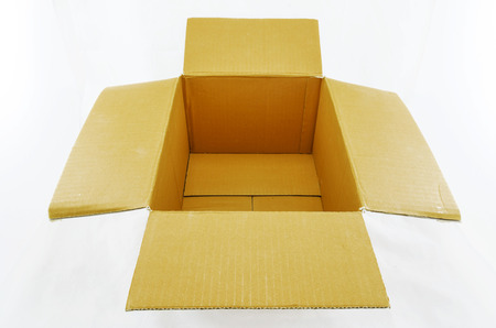Opened cardboard box isolated on white