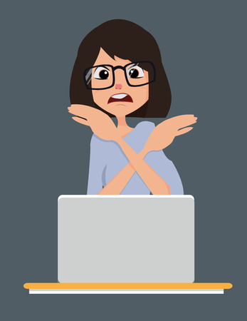 young woman hurt use computerのイラスト素材