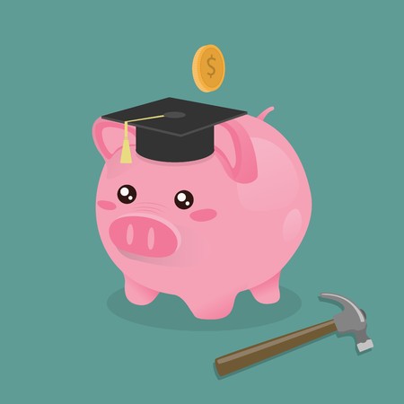 Piggy bank and hammerのイラスト素材