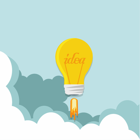 Light bulb rocket  in the skyのイラスト素材