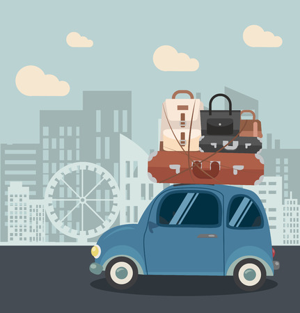 A Mini Car in city illustration.のイラスト素材