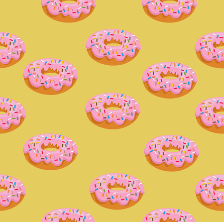 donut with pink glaze patternのイラスト素材