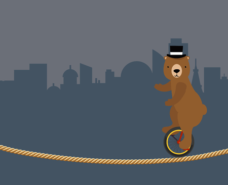 bear circus in townのイラスト素材