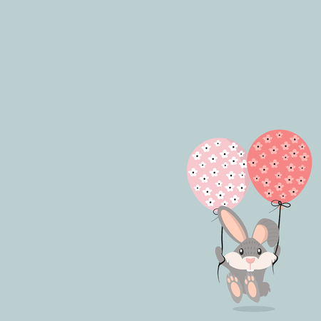 happy rabbit with balloon vector illustration.のイラスト素材