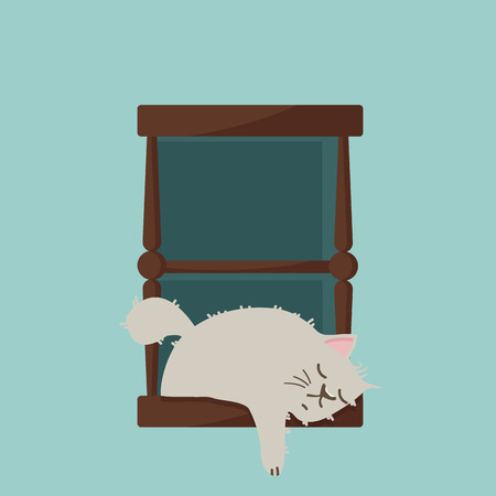 cat sleep on window Vector illustration.のイラスト素材