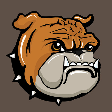 angry dog isolated on brown background. Vector illustration.のイラスト素材
