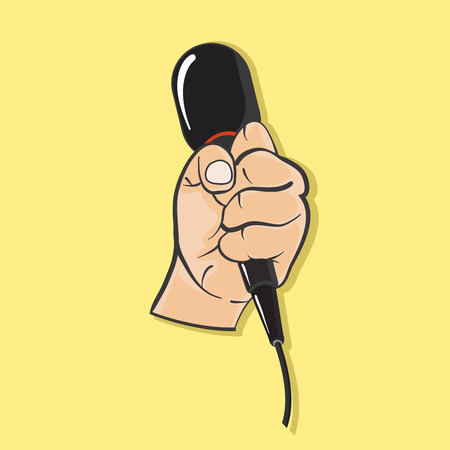 Hand with retro microphoneのイラスト素材