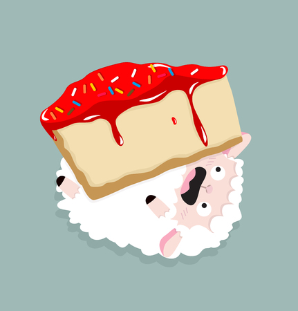 Cute sheep with cakeのイラスト素材