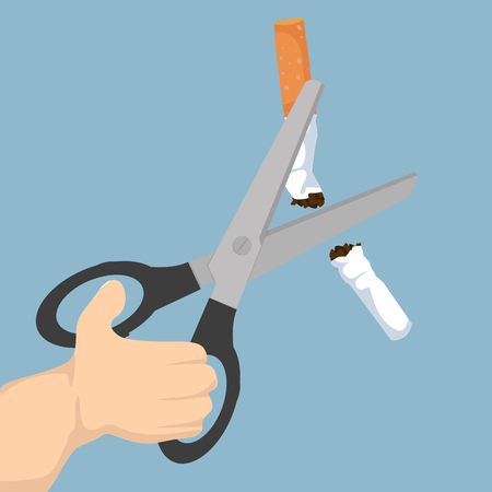 Scissors cutting a cigarretteのイラスト素材