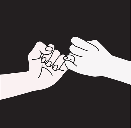 Hand holding, promise sign on black background.のイラスト素材