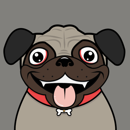 Cute Pug head vectorのイラスト素材