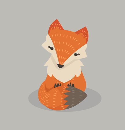 Cute fox cartoon Fox flat styleのイラスト素材