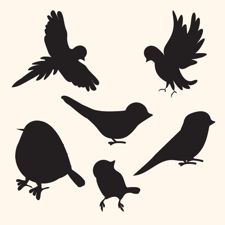 Birds silhouettes collectionのイラスト素材
