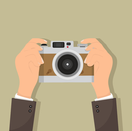 Business hand Holding photo cameraのイラスト素材