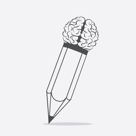 Pencil with brain Idea concept backgroundのイラスト素材