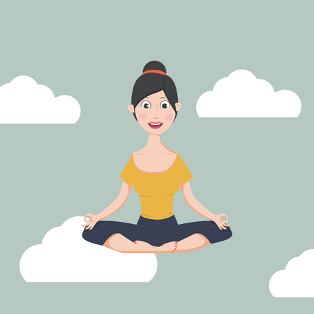 Woman meditating in flat designのイラスト素材