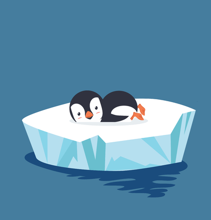 Penguin sleep on ice floe.のイラスト素材