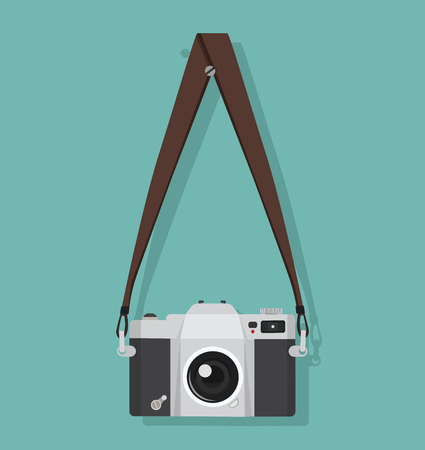hanging old camera with Screw headのイラスト素材