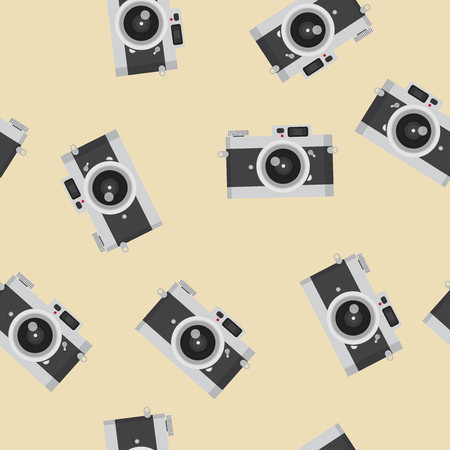 Flat design vector vintage camera  patternのイラスト素材