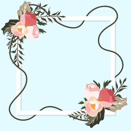 Spring flower frame in flat styleのイラスト素材