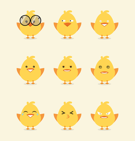 Emoticon collection of baby chickのイラスト素材