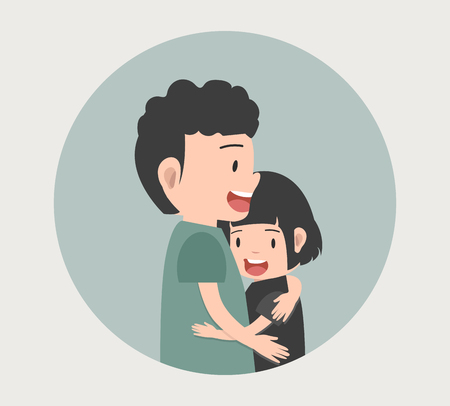 couple in love hugging vectorのイラスト素材