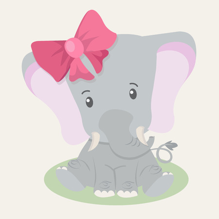 cute elephant baby with big bowのイラスト素材
