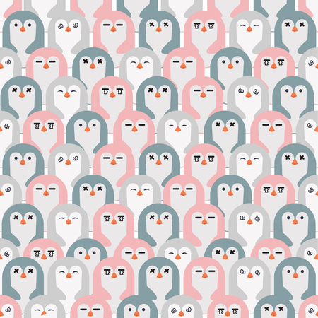 adorable penguins  seamless patternのイラスト素材