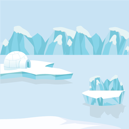 Arctic iceberg and mountains in the snowのイラスト素材