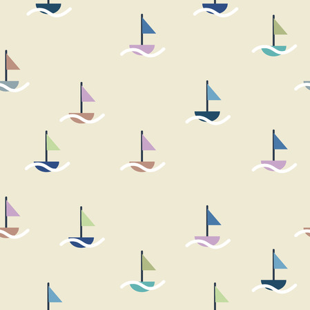 boat sail doodle patternのイラスト素材