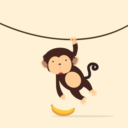 monkey climbing on the vineのイラスト素材